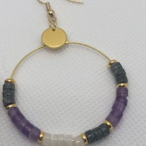 Boucles d'oreilles en améthyste et jaspe gris