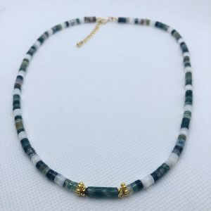 Collier en agate d'Inde et en nacre
